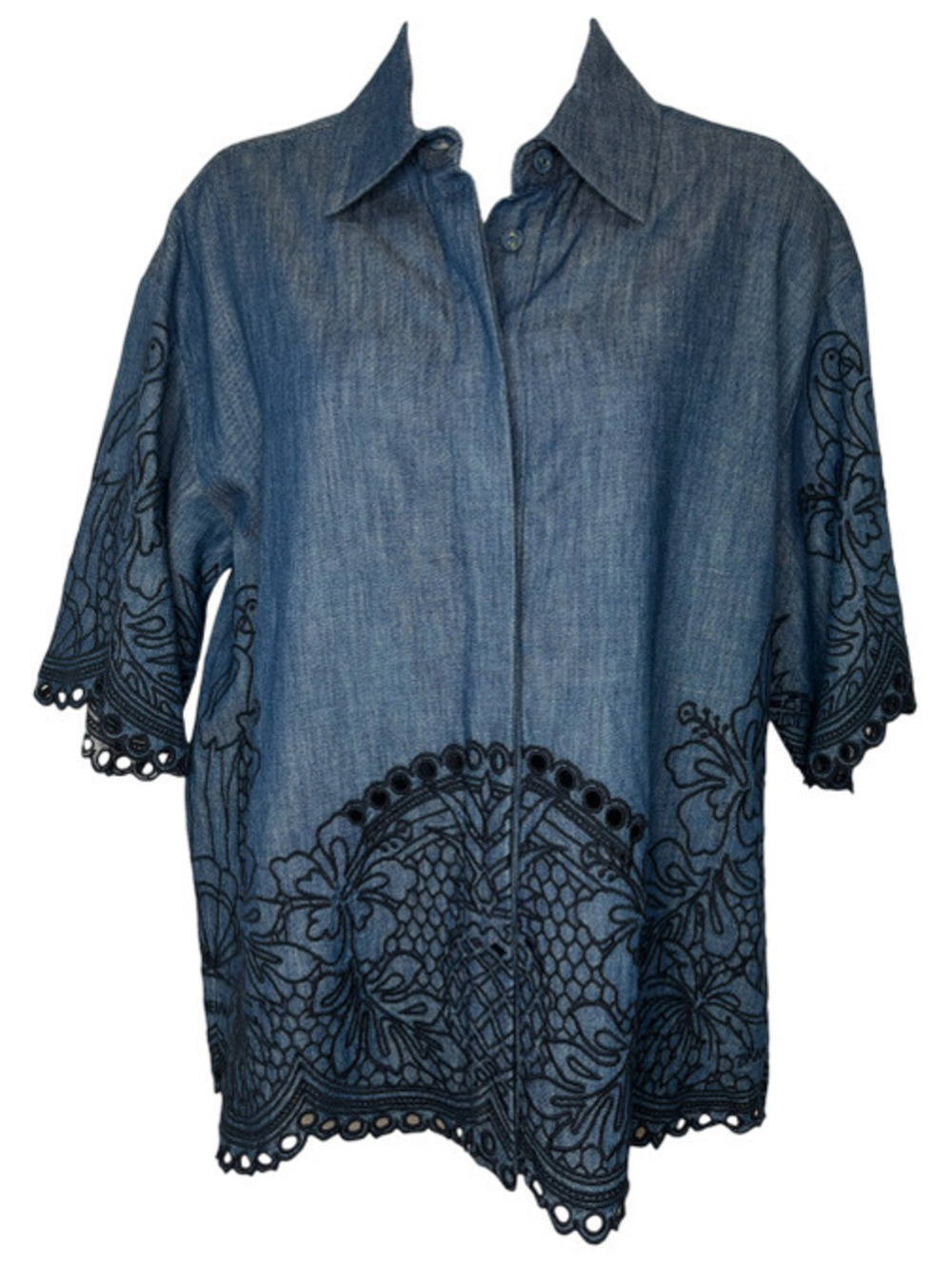 Zimmermann "Coco" Embroidered Denim Shirt